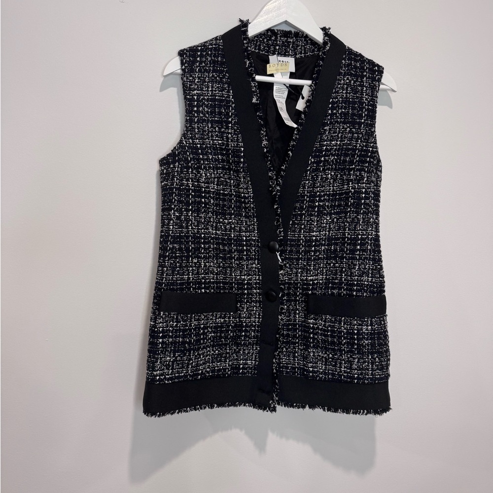 Akris Jacket Navy and White Tweed Vest